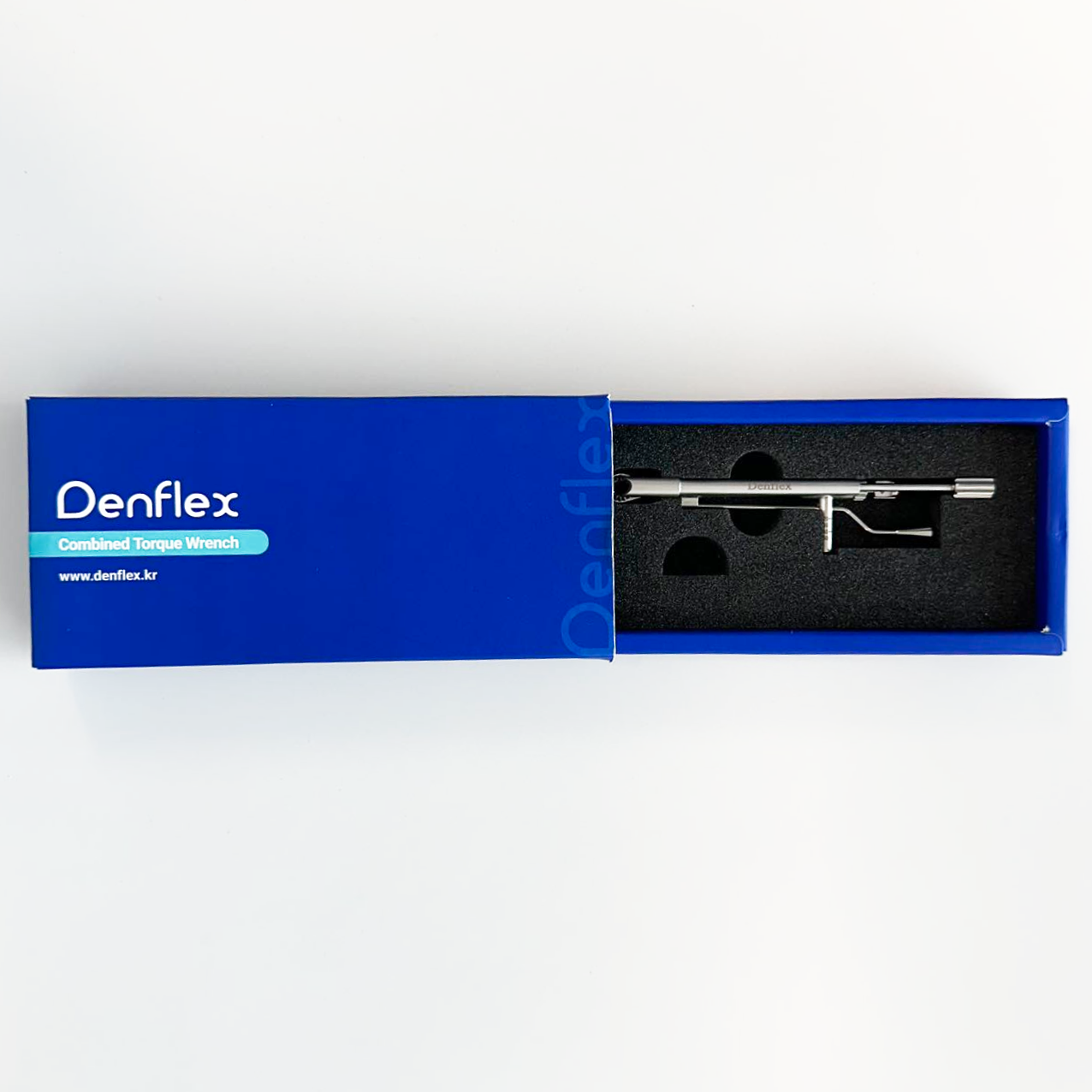 Denflex wrench open position showing its compact working profile